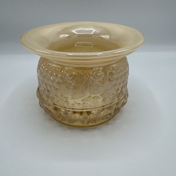 Fenton Glass Peach Opalescent Grape & Cable Spittoon - Picture 6 of 7